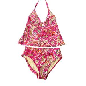 Lauren Ralph Lauren Paisley Tankini Swimsuit  Sz 10   Beach Vacation Resort